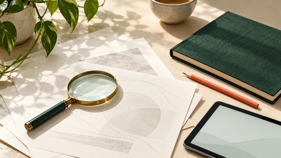 Editorial still life illustrating a careful, considered approach to information.